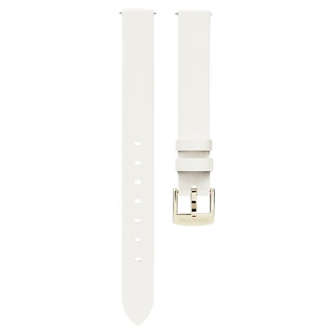 Correa para reloj de 12 mm (0,47″) de ancho, de cuero, blanca, con acabado dorado champán Correa para reloj de 12 mm (0,47″) de ancho, de cuero, blanca, con acabado dorado champán