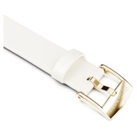 Correa para reloj de 12 mm (0,47″) de ancho, de cuero, blanca, con acabado dorado champán Correa para reloj de 12 mm (0,47″) de ancho, de cuero, blanca, con acabado dorado champán