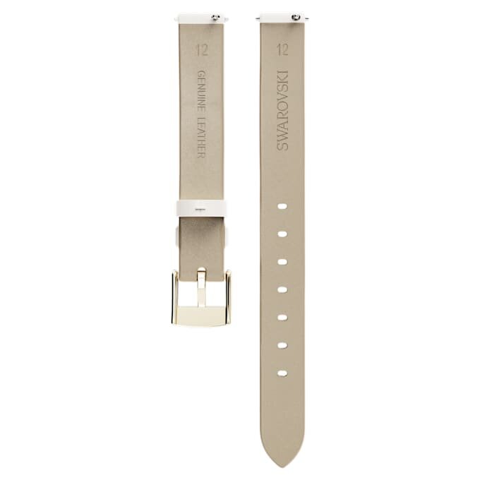 Correa para reloj de 12 mm (0,47″) de ancho, de cuero, blanca, con acabado dorado champán Correa para reloj de 12 mm (0,47″) de ancho, de cuero, blanca, con acabado dorado champán