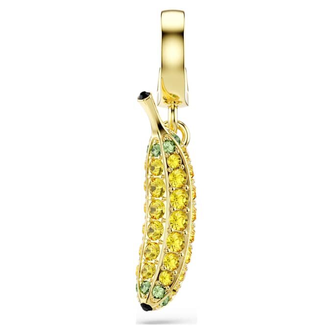 Dije de plátano de los Minions con pavé, amarillo, chapado en tono dorado Dije de plátano de los Minions con pavé, amarillo, chapado en tono dorado