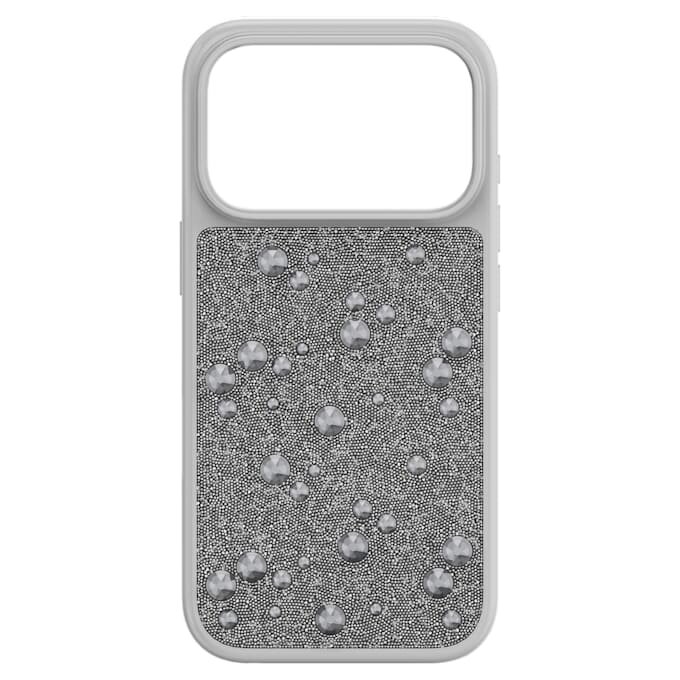 Funda alta para smartphone con cristales de dorso plano, iPhone® 17 Pro, tono plateado Funda alta para smartphone con cristales de dorso plano, iPhone® 17 Pro, tono plateado