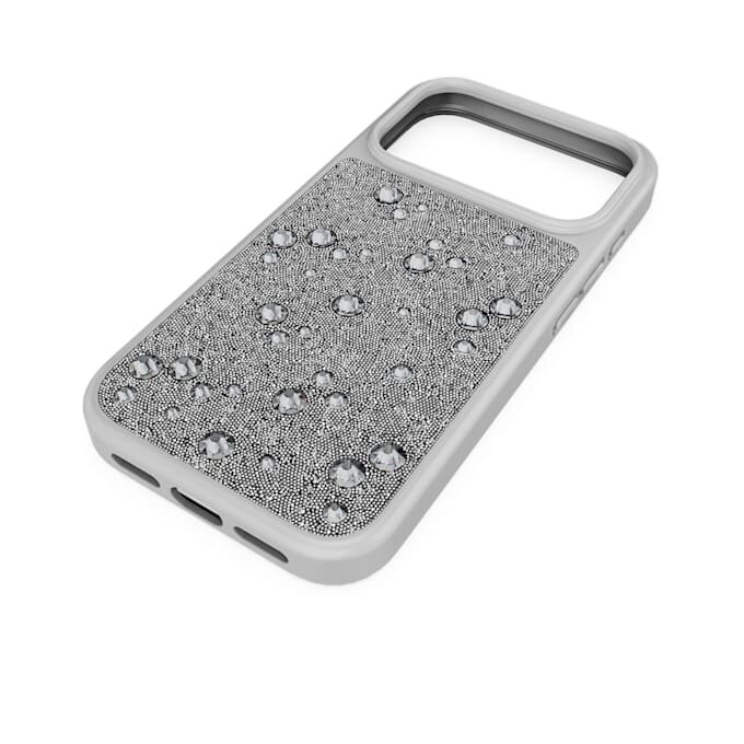 Funda alta para smartphone con cristales de dorso plano, iPhone® 17 Pro, tono plateado Funda alta para smartphone con cristales de dorso plano, iPhone® 17 Pro, tono plateado