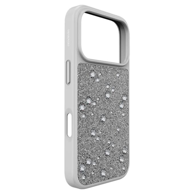 Funda alta para smartphone con cristales de dorso plano, iPhone® 17 Pro, tono plateado Funda alta para smartphone con cristales de dorso plano, iPhone® 17 Pro, tono plateado