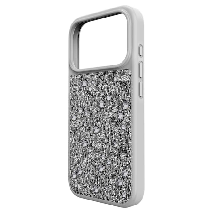 Funda alta para smartphone con cristales de dorso plano, iPhone® 17 Pro, tono plateado Funda alta para smartphone con cristales de dorso plano, iPhone® 17 Pro, tono plateado
