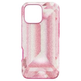 Funda alta para smartphone con motivo de cristales, iPhone® 16 Pro Max, rosa