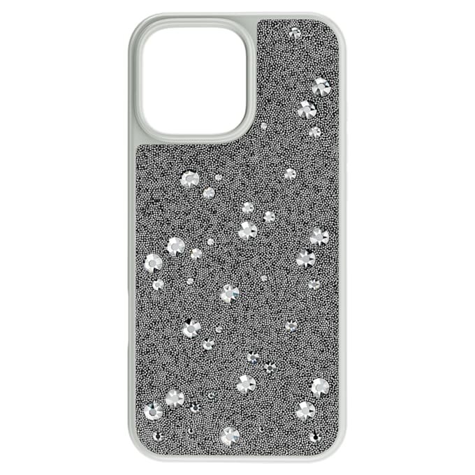 Funda para smartphone con diseño de cristales dispersos, iPhone® 16 Pro Max, tono plateado Funda para smartphone con diseño de cristales dispersos, iPhone® 16 Pro Max, tono plateado