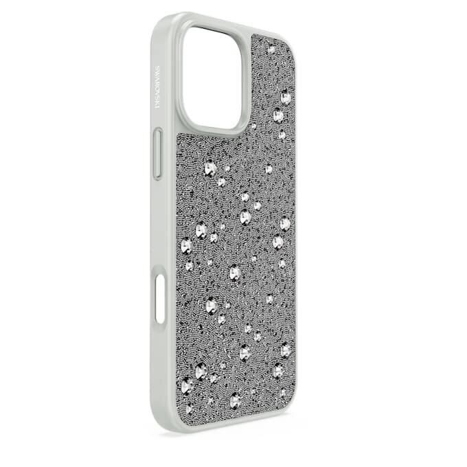 Funda para smartphone con diseño de cristales dispersos, iPhone® 16 Pro Max, tono plateado Funda para smartphone con diseño de cristales dispersos, iPhone® 16 Pro Max, tono plateado