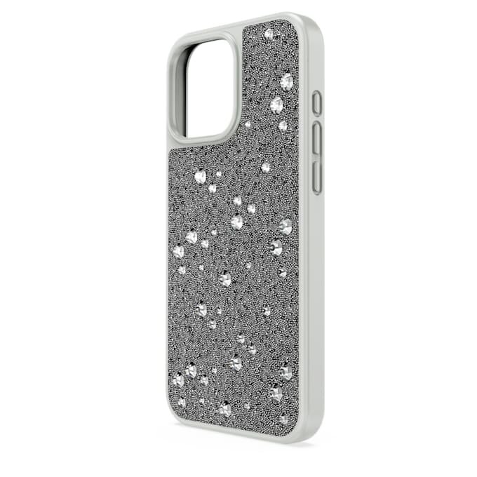 Funda para smartphone con diseño de cristales dispersos, iPhone® 16 Pro Max, tono plateado Funda para smartphone con diseño de cristales dispersos, iPhone® 16 Pro Max, tono plateado