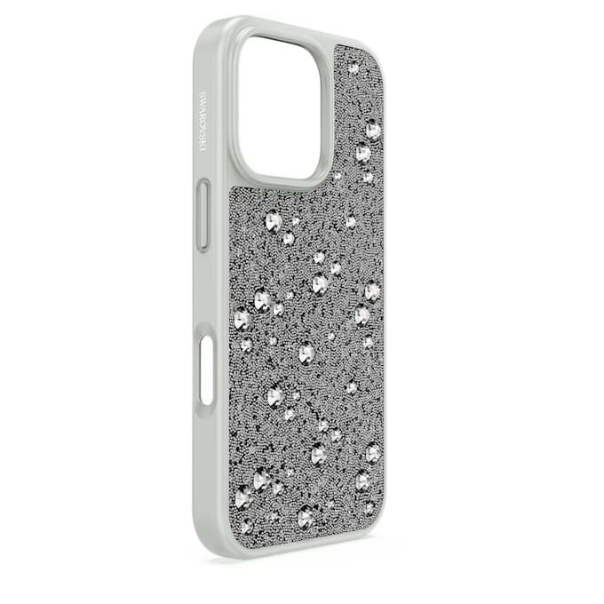 Funda para smartphone con diseño de cristales dispersos, iPhone® 16 Pro, tono plateado Funda para smartphone con diseño de cristales dispersos, iPhone® 16 Pro, tono plateado