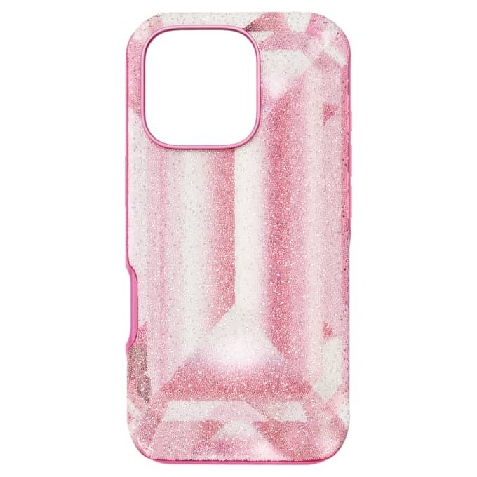 Funda para smartphone con motivo de cristales, iPhone® 16 Pro, rosa Funda para smartphone con motivo de cristales, iPhone® 16 Pro, rosa