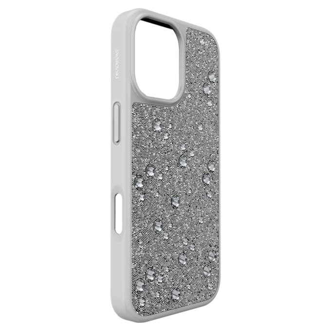 Funda para smartphone High con cristales en la parte trasera plana, iPhone® 17, tono plateado Funda para smartphone High con cristales en la parte trasera plana, iPhone® 17, tono plateado