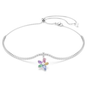 Gargantilla Ariana Grande X Swarovski con cortes mixtos, flor, multicolor, chapada en rodio Gargantilla Ariana Grande X Swarovski con cortes mixtos, flor, multicolor, chapada en rodio