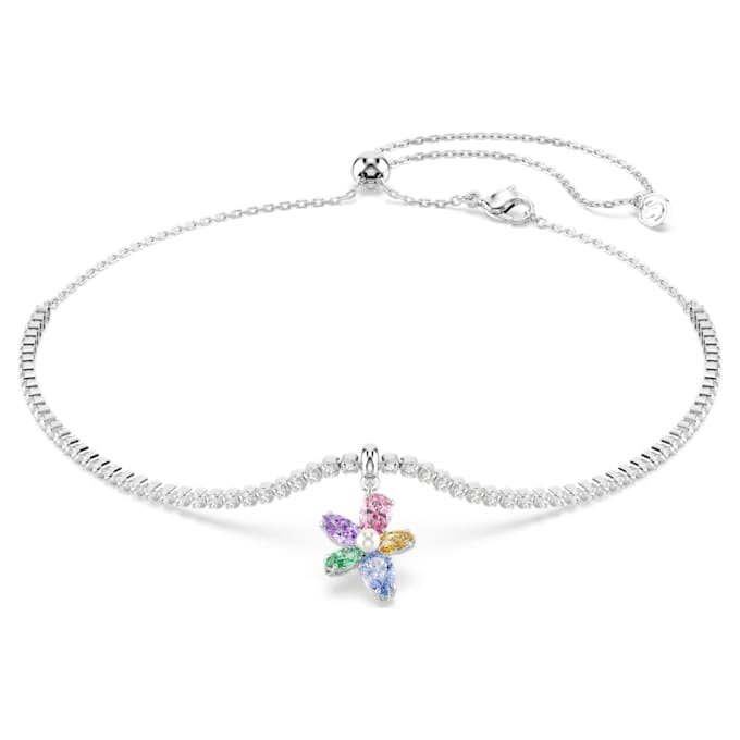 Gargantilla Ariana Grande X Swarovski con cortes mixtos, flor, multicolor, chapada en rodio Gargantilla Ariana Grande X Swarovski con cortes mixtos, flor, multicolor, chapada en rodio