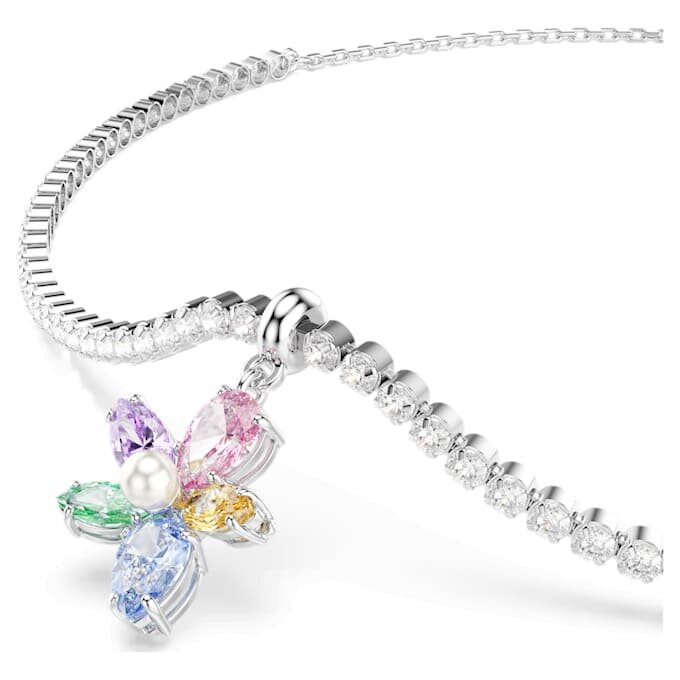 Gargantilla Ariana Grande X Swarovski con cortes mixtos, flor, multicolor, chapada en rodio Gargantilla Ariana Grande X Swarovski con cortes mixtos, flor, multicolor, chapada en rodio