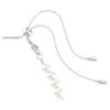 Gargantilla Ariana Grande x Swarovski con cortes mixtos, perlas de cristal, corazón, blanco, chapada en rodio Gargantilla Ariana Grande x Swarovski con cortes mixtos, perlas de cristal, corazón, blanco, chapada en rodio