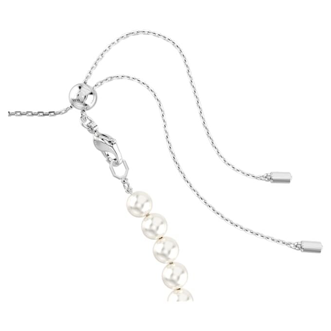 Gargantilla Ariana Grande x Swarovski con cortes mixtos, perlas de cristal, corazón, blanco, chapada en rodio Gargantilla Ariana Grande x Swarovski con cortes mixtos, perlas de cristal, corazón, blanco, chapada en rodio