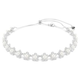 Gargantilla Ariana Grande X Swarovski con perla de cristal, corte redondo, blanca, chapada en rodio Gargantilla Ariana Grande X Swarovski con perla de cristal, corte redondo, blanca, chapada en rodio