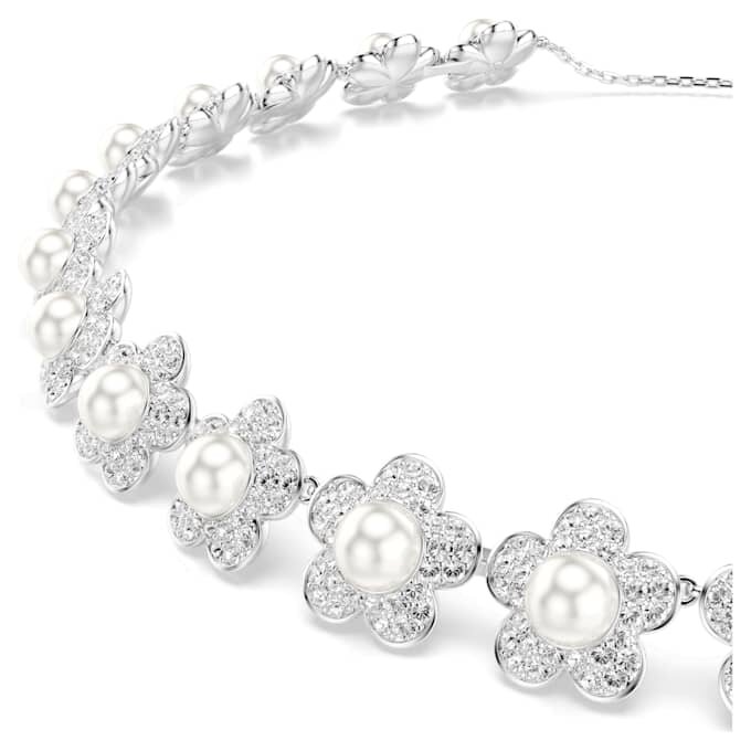 Gargantilla Ariana Grande X Swarovski con perla de cristal, corte redondo, blanca, chapada en rodio Gargantilla Ariana Grande X Swarovski con perla de cristal, corte redondo, blanca, chapada en rodio