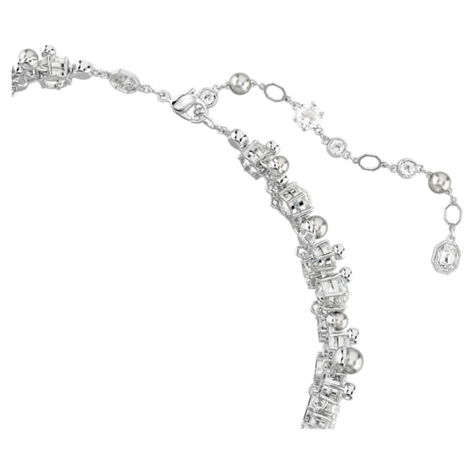 Gargantilla Constella con perlas de cristal, corte redondo, blanco, chapada en rodio Gargantilla Constella con perlas de cristal, corte redondo, blanco, chapada en rodio