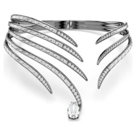 Gargantilla «Feather» de la colección Vienna, blanca, chapada en rutenio