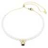 Gargantilla Idyllia con perlas de cristal, cortes mixtos, abeja, blanco, chapado en tono dorado