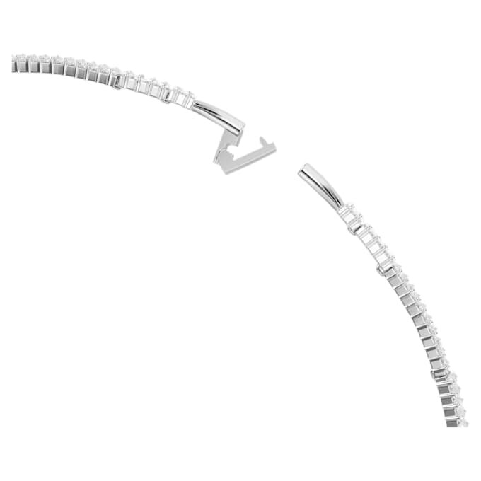 Gargantilla Matrix con corte baguette, blanca, chapada en rodio Gargantilla Matrix con corte baguette, blanca, chapada en rodio