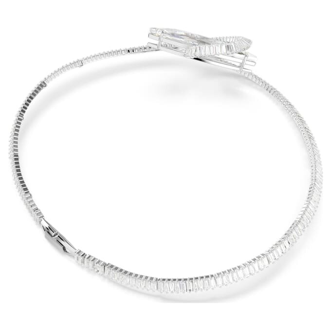 Gargantilla Matrix con corte baguette, blanca, chapada en rodio Gargantilla Matrix con corte baguette, blanca, chapada en rodio