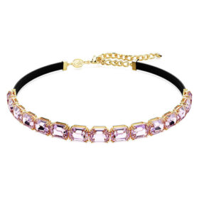 Gargantilla Millenia con corte octogonal, morada, chapada en tono dorado Gargantilla Millenia con corte octogonal, morada, chapada en tono dorado