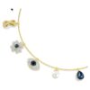 Gargantilla Symbolica con perlas de cristal, luna, símbolo de Infinity, trébol, ojo del mal y herradura, azul, chapada en tono dorado Gargantilla Symbolica con perlas de cristal, luna, símbolo de Infinity, trébol, ojo del mal y herradura, azul, chapada en tono dorado