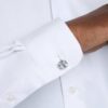 Gemelos Millenia con corte octogonal, blancos, chapados en rodio Gemelos Millenia con corte octogonal, blancos, chapados en rodio