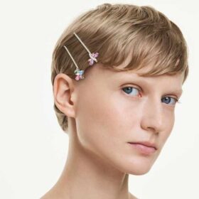 Horquilla para el cabello Ariana Grande x Swarovski con cortes variados, libélula, flor, multicolor, chapada en rodio