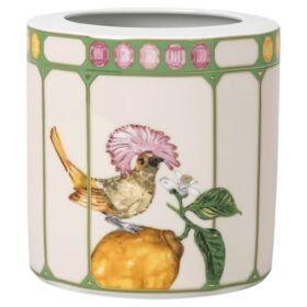 Jarrón Idyllia de porcelana, motivo de cristal, papamoscas, mediano, multicolor