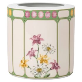 Jarrón Idyllia de porcelana, motivo de cristal, papamoscas, mediano, multicolor