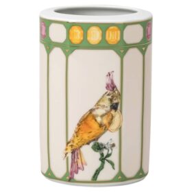 Jarrón Idyllia de porcelana, motivo de impresión de cristal, cacatúa, pequeño, multicolor