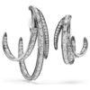 Juego de 3 pendientes tipo «ear cuff» de la Colección Viena: Pluma, blanco, chapado en rutenio Juego de 3 pendientes tipo «ear cuff» de la Colección Viena: Pluma, blanco, chapado en rutenio