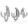 Juego de 3 pendientes tipo «ear cuff» de la Colección Viena: Pluma, blanco, chapado en rutenio Juego de 3 pendientes tipo «ear cuff» de la Colección Viena: Pluma, blanco, chapado en rutenio