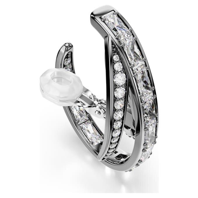 Juego de 3 pendientes tipo «ear cuff» de la Colección Viena: Pluma, blanco, chapado en rutenio Juego de 3 pendientes tipo «ear cuff» de la Colección Viena: Pluma, blanco, chapado en rutenio