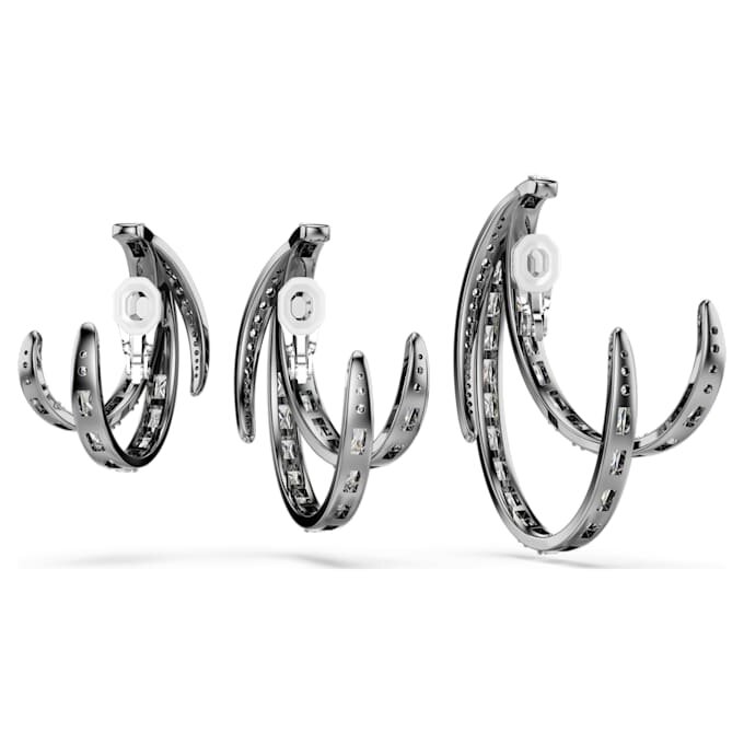 Juego de 3 pendientes tipo «ear cuff» de la Colección Viena: Pluma, blanco, chapado en rutenio Juego de 3 pendientes tipo «ear cuff» de la Colección Viena: Pluma, blanco, chapado en rutenio