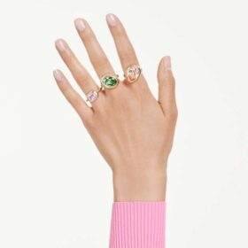 Juego de anillos con motivo Gema (3), multicolor, chapado en tono dorado Juego de anillos con motivo Gema (3), multicolor, chapado en tono dorado