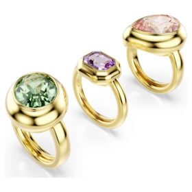 Juego de anillos con motivo Gema (3), multicolor, chapado en tono dorado Juego de anillos con motivo Gema (3), multicolor, chapado en tono dorado