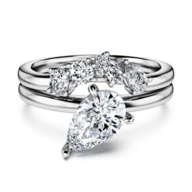 Juego de anillos Galaxy (2), diamantes cultivados en laboratorio de 1,4 ct en total, forma de pera, oro blanco de 14K Juego de anillos Galaxy (2), diamantes cultivados en laboratorio de 1,4 ct en total, forma de pera, oro blanco de 14K
