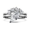 Juego de anillos Galaxy (2), diamantes cultivados en laboratorio de 1,4 ct en total, forma de pera, oro blanco de 14K