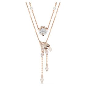 Juego de collares Dragón y Fénix (2), perla de cristal, garra de dragón, blanco, chapado en tono oro rosa