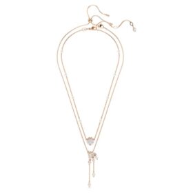 Juego de collares Dragón y Fénix (2), perla de cristal, garra de dragón, blanco, chapado en tono oro rosa