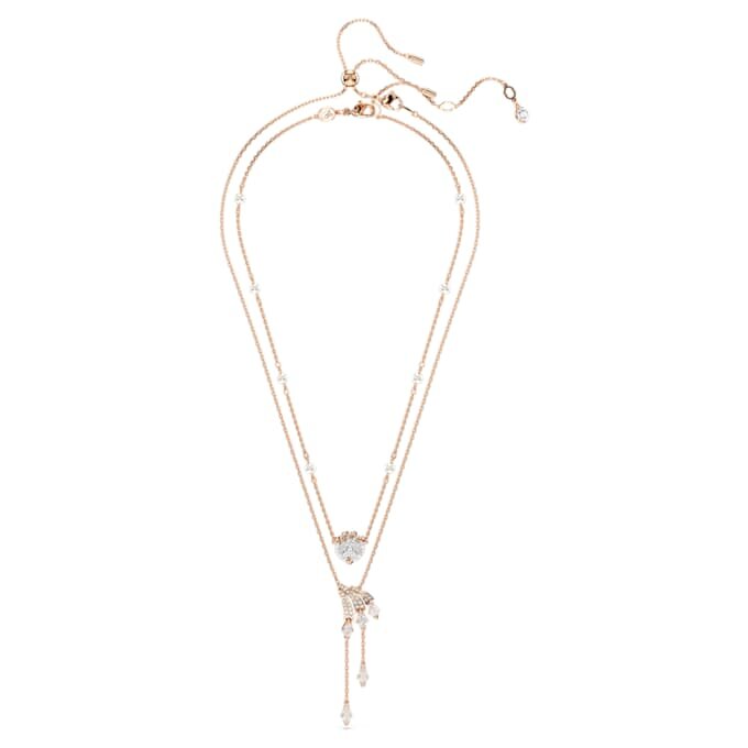 Juego de collares Dragón y Fénix (2), perla de cristal, garra de dragón, blanco, chapado en tono oro rosa Juego de collares Dragón y Fénix (2), perla de cristal, garra de dragón, blanco, chapado en tono oro rosa
