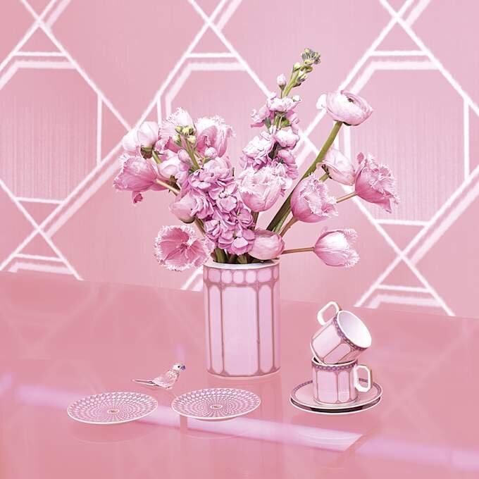 Taza de espresso Signum con platillo, de porcelana, rosa Taza de espresso Signum con platillo, de porcelana, rosa