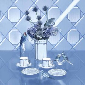 Taza de espresso con platillo Signum, de porcelana, azul