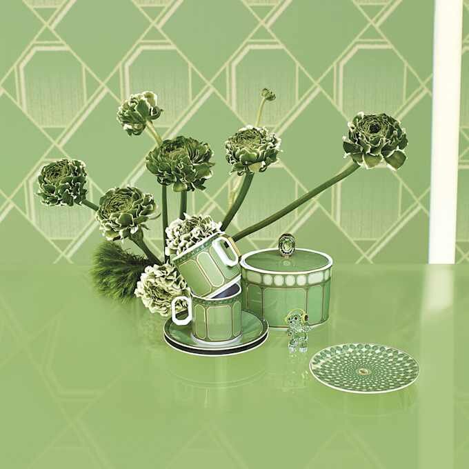 Taza de espresso Signum con platillo, de porcelana, verde Taza de espresso Signum con platillo, de porcelana, verde
