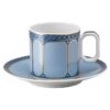 Taza de espresso con platillo Signum, de porcelana, azul Taza de espresso con platillo Signum, de porcelana, azul