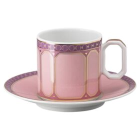 Taza de espresso Signum con platillo, de porcelana, rosa